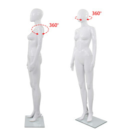 Mannequin femme corps complet base verre Blanc brillant 175 cm