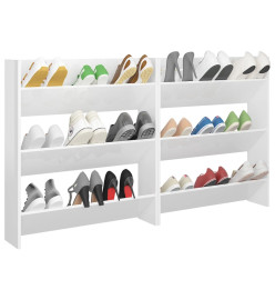 Armoires à chaussures murales 2 pcs Blanc brillant 80x18x90 cm