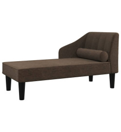 Chaise longue avec traversin marron foncé tissu