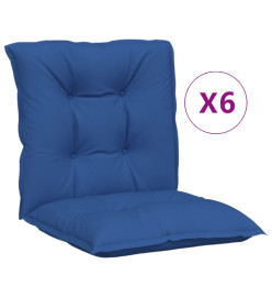 Coussins de chaise de jardin à dossier bas lot de 6 bleu royal