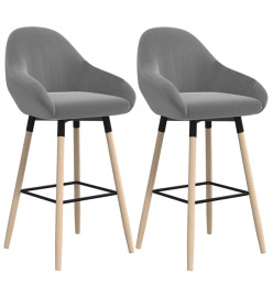 Tabourets de bar lot de 2 gris clair tissu