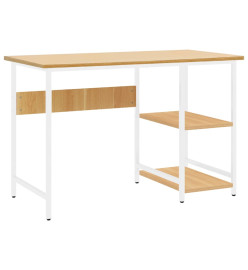 Bureau d'ordinateur Blanc/chêne clair 105x55x72 cm MDF et métal