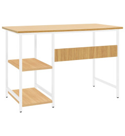 Bureau d'ordinateur Blanc/chêne clair 105x55x72 cm MDF et métal