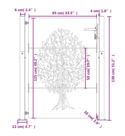 Portail de jardin 105x130 cm acier corten conception de l'arbre