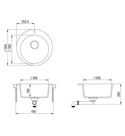 Évier de cuisine Granit Seul lavabo Rond Beige