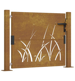 Portail de jardin 105x105 cm acier corten conception d'herbe