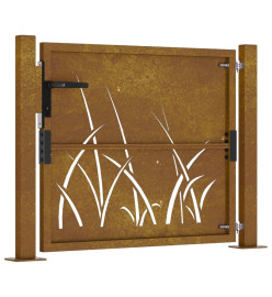 Portail de jardin 105x105 cm acier corten conception d'herbe