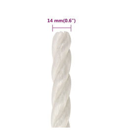 Corde de travail Blanc 14 mm 25 m polypropylène