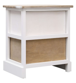 Table de chevet Blanc et naturel 38x28x45 cm Bois de Paulownia