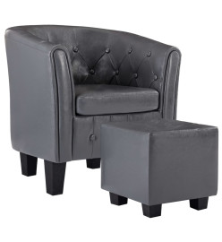 Fauteuil avec repose-pied Gris Similicuir