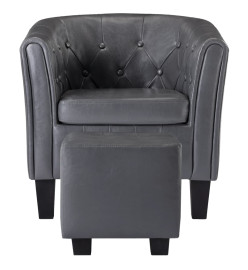 Fauteuil avec repose-pied Gris Similicuir