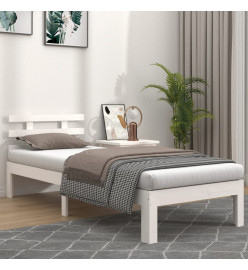 Cadre de lit Blanc Bois massif 75x190 cm Petit simple