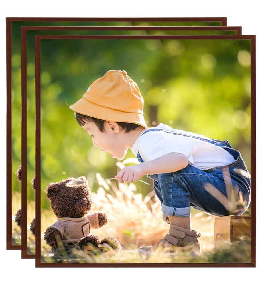 Collage de cadres photo 3 pcs de mur Bronze 40x40 cm MDF