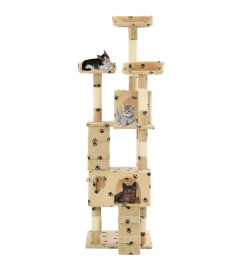 Arbre à chat et griffoirs en sisal 170 cm Beige Motif de pattes