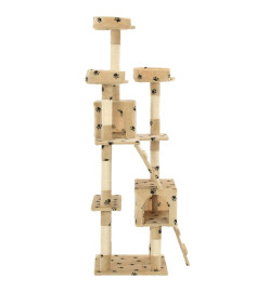 Arbre à chat et griffoirs en sisal 170 cm Beige Motif de pattes