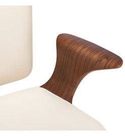 Chaise pivotante de bureau Crème Similicuir et bois courbé