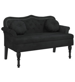 Banc avec coussins noir 120,5x65x75 cm velours