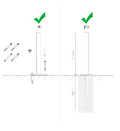 Pied en acier de remplacement 2 pcs 115 cm Argenté