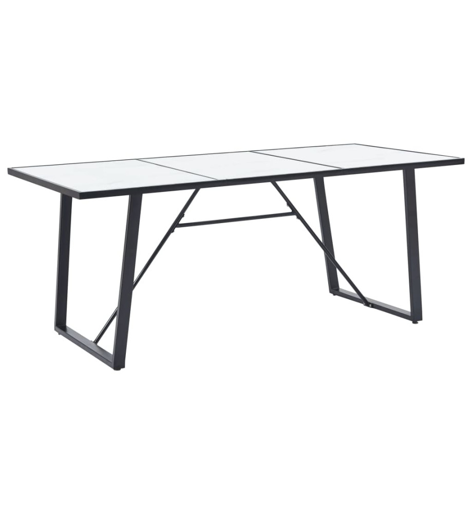 Table de salle à manger Blanc 200x100x75 cm Verre trempé