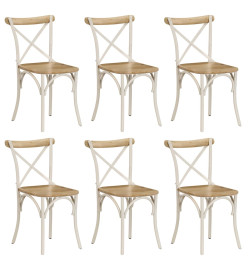 Chaises à dossier croisé lot de 6 blanc bois de manguier massif