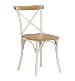 Chaises à dossier croisé lot de 6 blanc bois de manguier massif