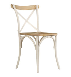 Chaises à dossier croisé lot de 6 blanc bois de manguier massif