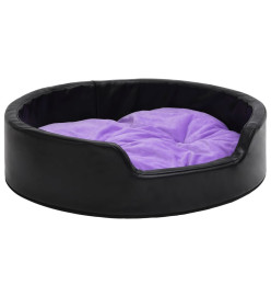 Lit pour chiens Noir et violet 69x59x19cm Peluche et similicuir