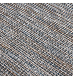 Tapis à tissage plat d'extérieur 80x250 cm Marron et bleu