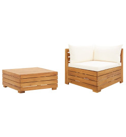 Salon de jardin 2 pcs avec coussins Bois d'acacia solide