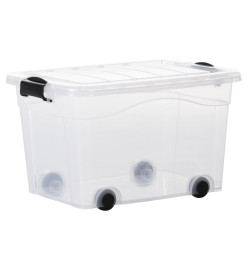 Boîtes de rangement et roues et couvercles 5pcs Transparent 40L