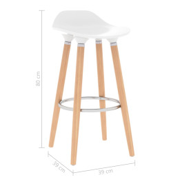 Tabourets de bar lot de 2 blanc