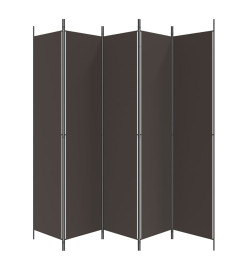 Cloison de séparation 5 panneaux Marron 250x220 cm Tissu