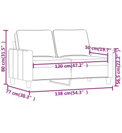 Canapé à 2 places Jaune 120 cm Velours