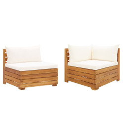 Salon de jardin 2 pcs avec coussins Bois d'acacia solide