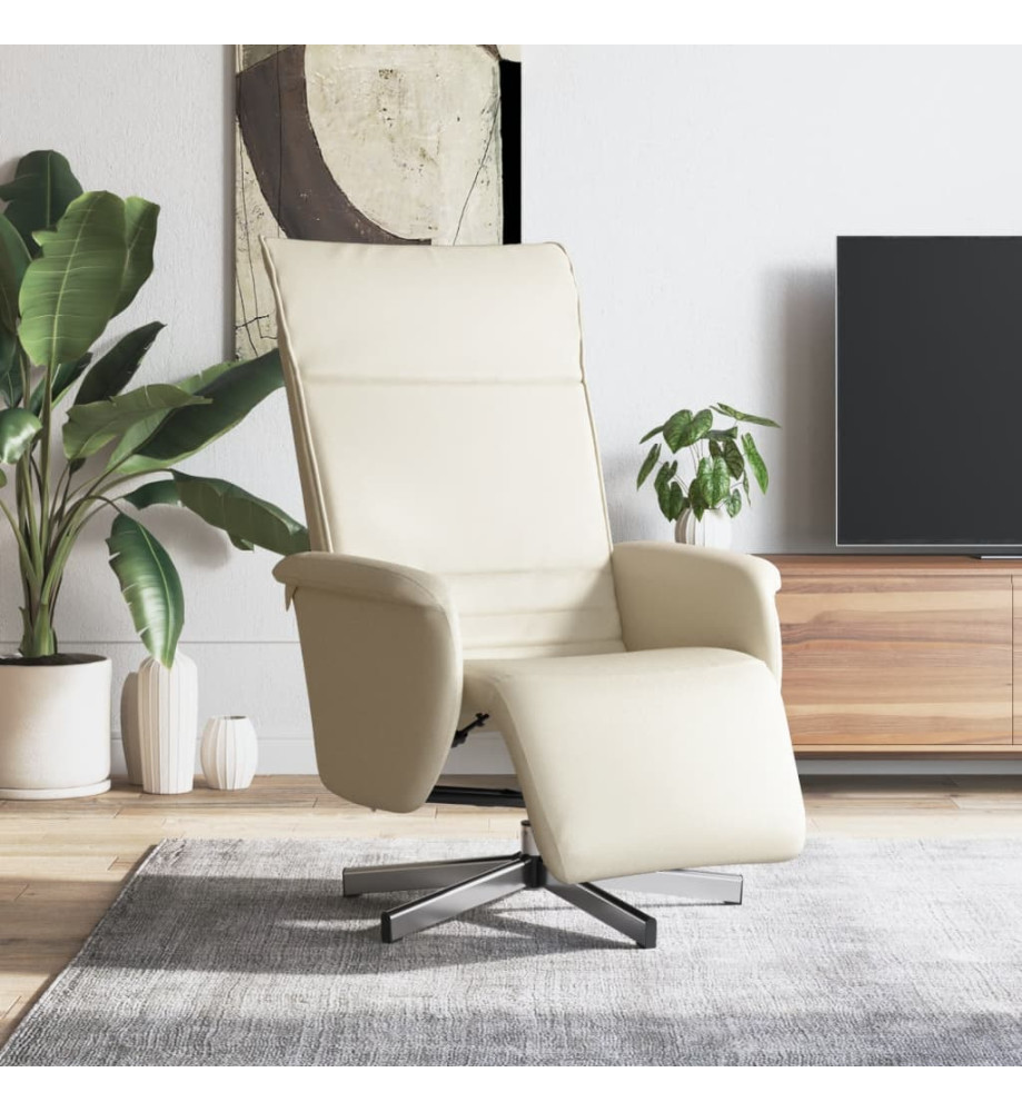 Fauteuil inclinable avec repose-pieds crème similicuir