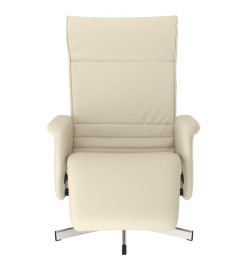 Fauteuil inclinable avec repose-pieds crème similicuir