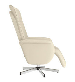 Fauteuil inclinable avec repose-pieds crème similicuir