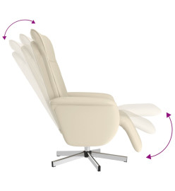 Fauteuil inclinable avec repose-pieds crème similicuir