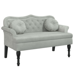 Banc avec coussins gris clair 120,5x65x75 cm velours