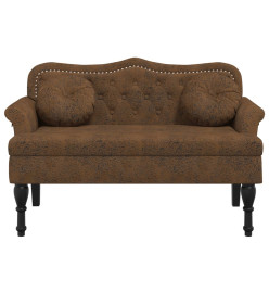 Banc avec coussins marron 120,5x65x75 cm similicuir daim