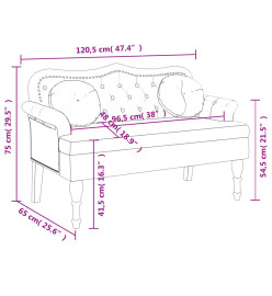 Banc avec coussins marron 120,5x65x75 cm similicuir daim