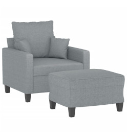 Fauteuil avec repose-pied Gris clair 60 cm Tissu