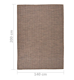 Tapis à tissage plat d'extérieur 140x200 cm Marron