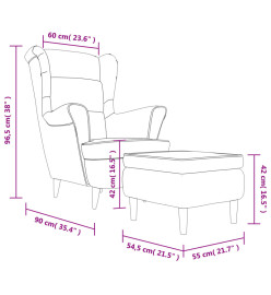 Fauteuil à oreilles avec tabouret vert foncé velours