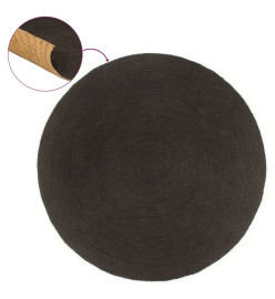 Tapis tressé réversible Anthracite et naturel 180 cm Jute Rond