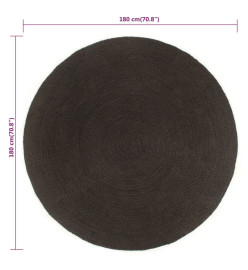 Tapis tressé réversible Anthracite et naturel 180 cm Jute Rond