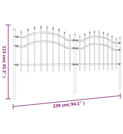 Clôture de jardin avec sommet de lance Noir 115 cm