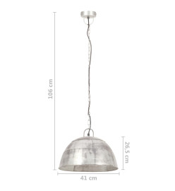 Lampe suspendue industrielle vintage 25 W Argenté Rond 41cm E27