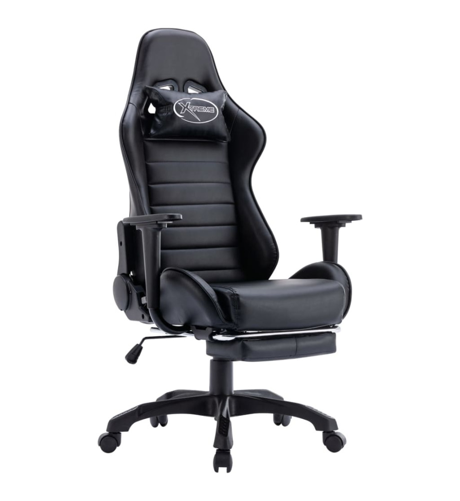 Fauteuil de jeux vidéo avec repose-pied Noir Similicuir