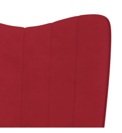 Chaise à bascule avec repose-pied Rouge bordeaux Velours